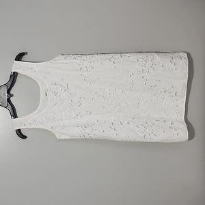 Land's End Canvas 1963 Eyelet Sleeveless White Lined Cotton Dress